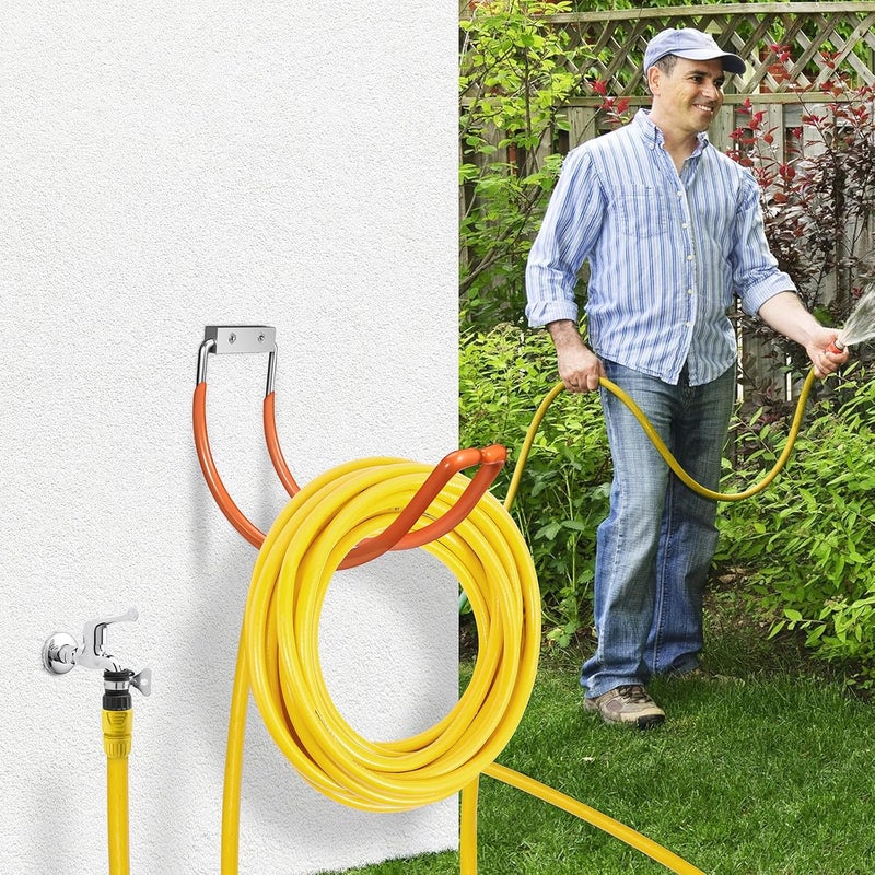 Yoniccal Garden Hose Holder Wall Mounted,304Stainless Steel Solid Hook Holds Up to 150Ft - Orange - Image 2